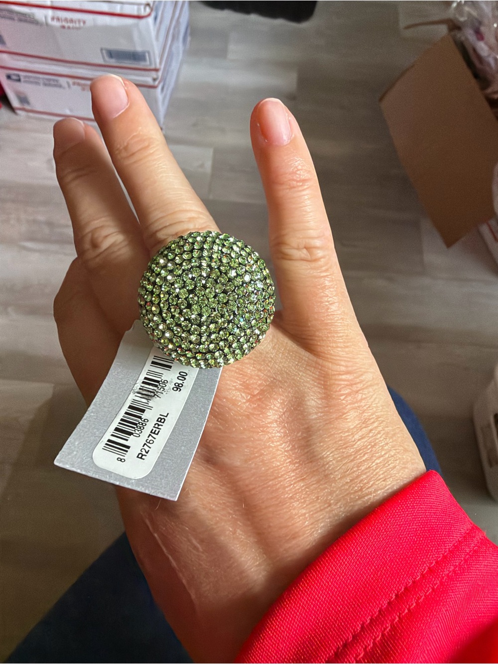 Green Crystal Dome Statement Ring - Women Jewelry